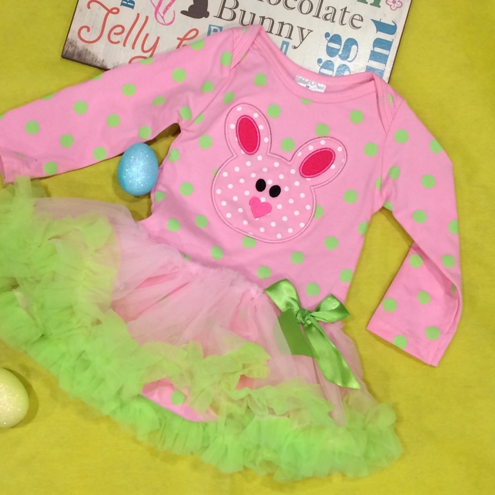 NWT boutique baby girls bunny rabbit dress